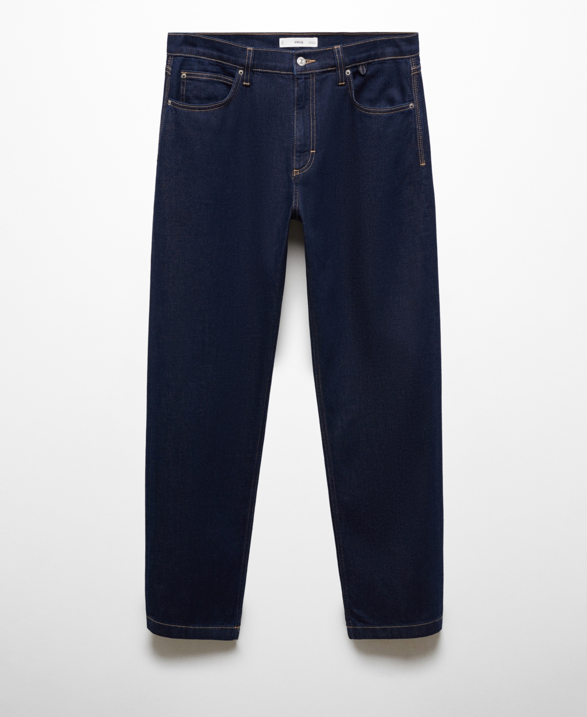 Shop Mango Men's Relaxed Fit Dark Wash Jeans In Open Blue