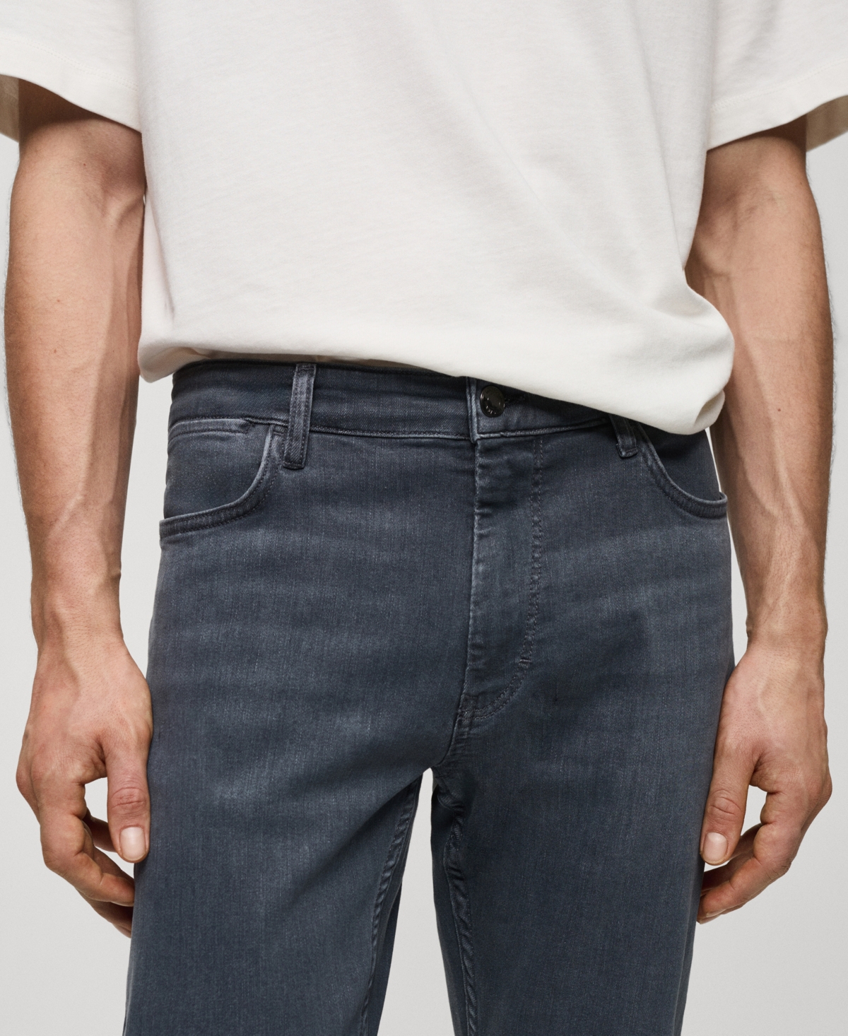 Shop Mango Men's Slim Fit Ultra Soft Touch Patrick Jeans In Denim Grey
