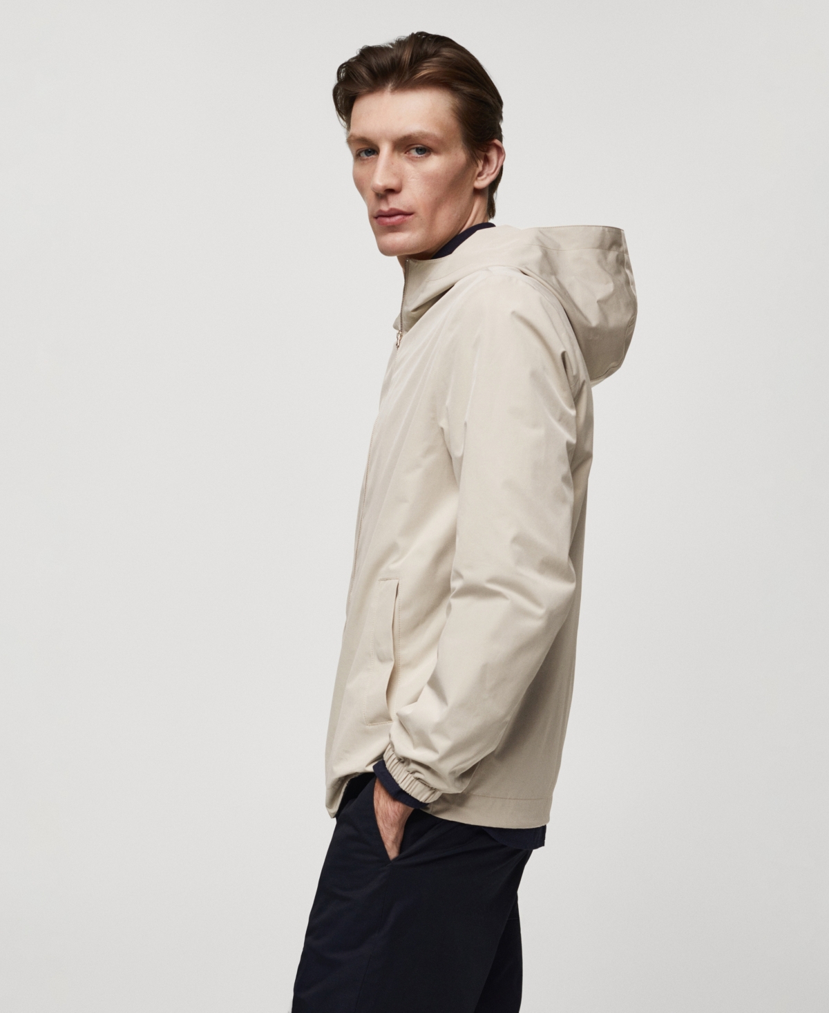 Mango Men's Hooded Zip-Up Jacket