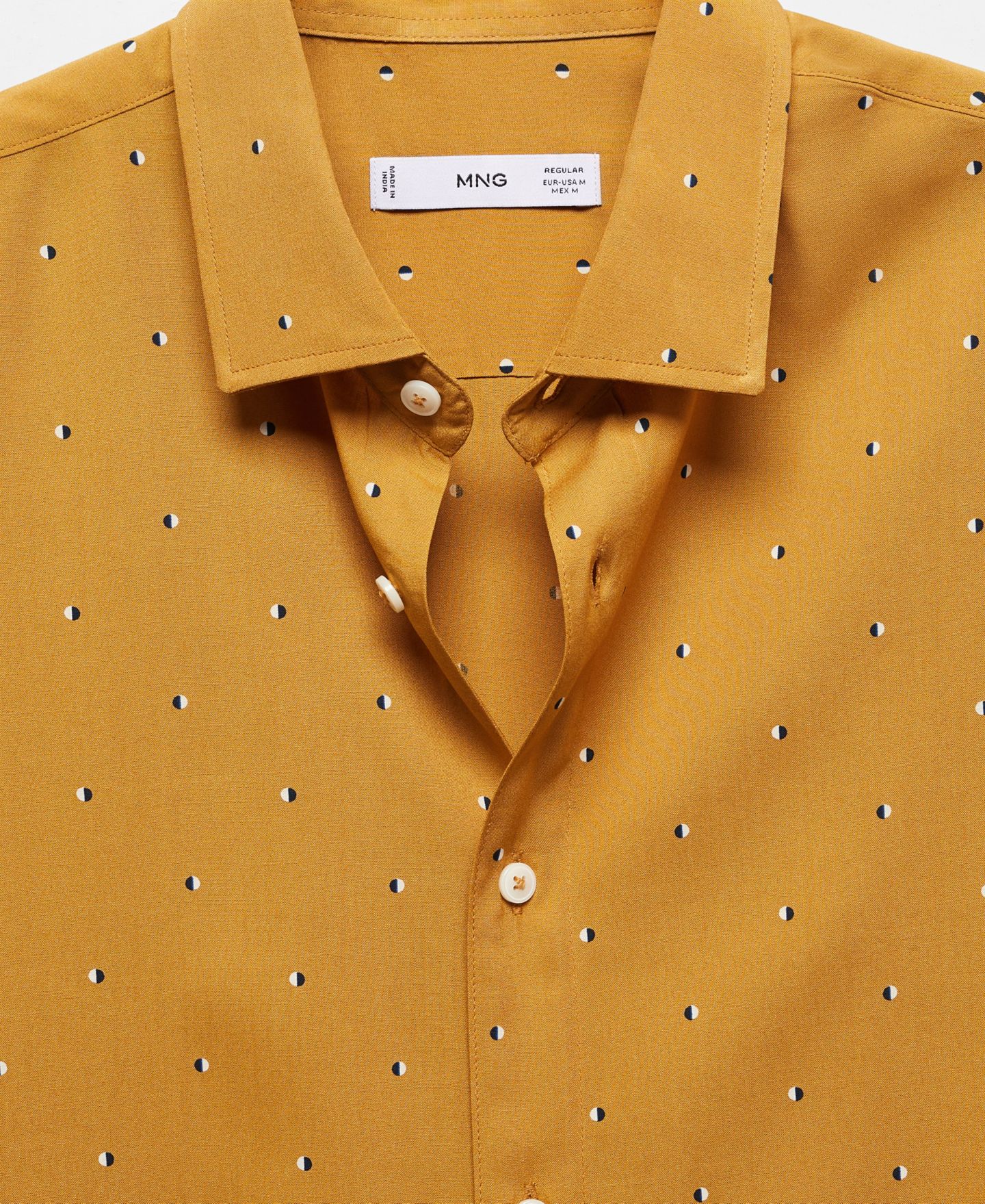 Мужская рубашка Mango Mirco-Print Short Sleeve, цвет: Бежевый — фото 3