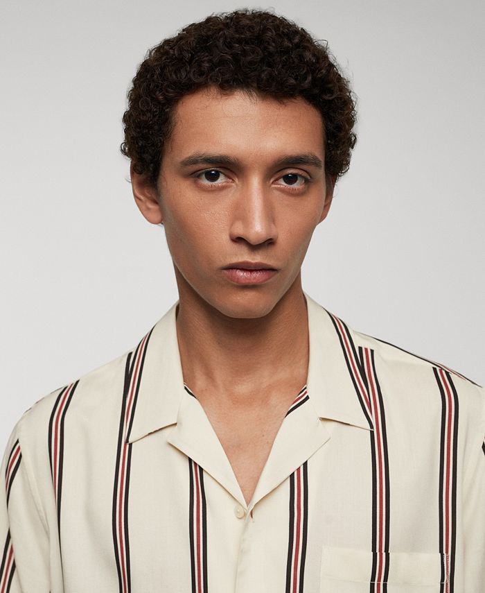 MANGO Men's Striped Bowling Fluid Shirt - Macy's