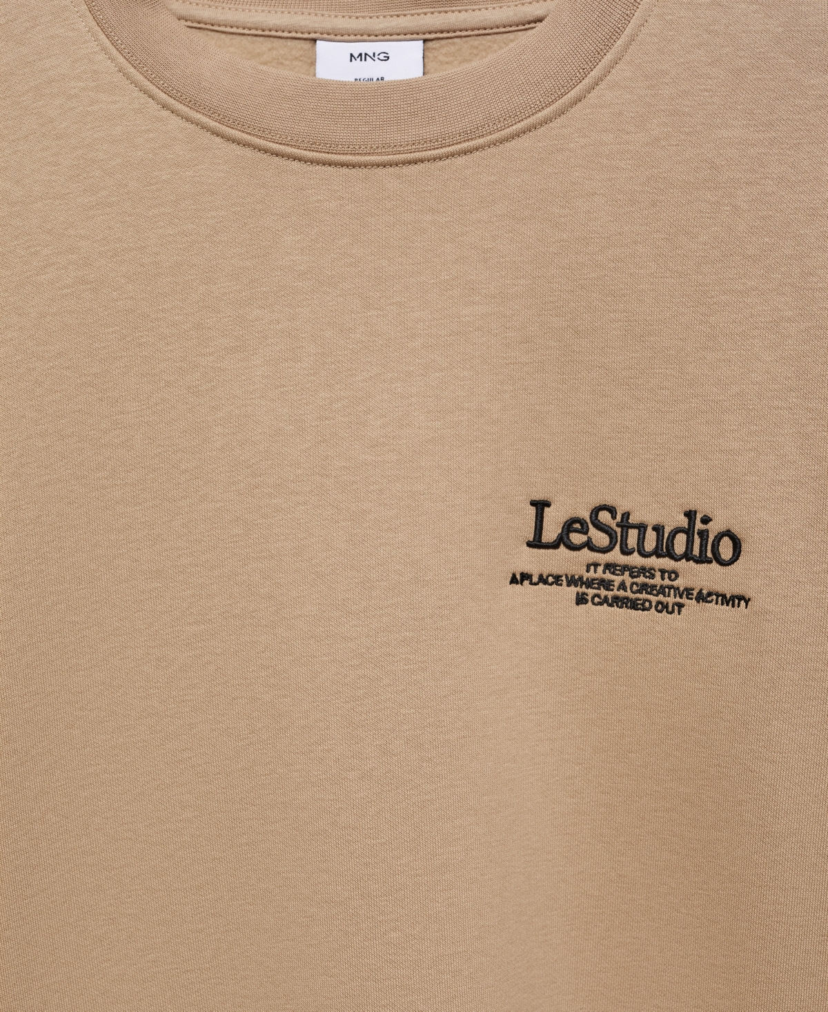 Shop Mango Men's Embroidered Detail Cotton Sweatshirt In Medium Brown