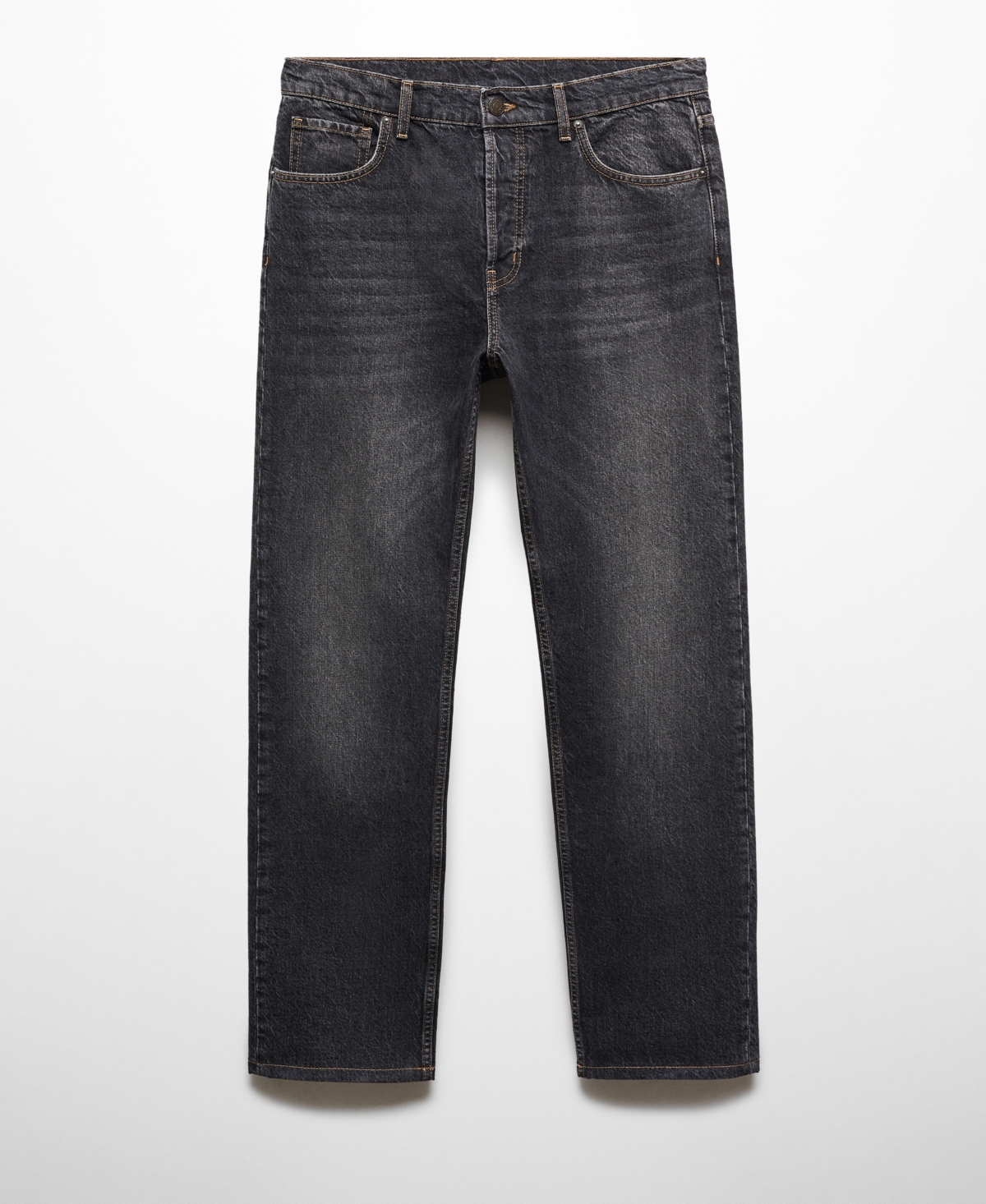 Shop Mango Men's Relaxed Fit Dark Wash Jeans In Open Gray