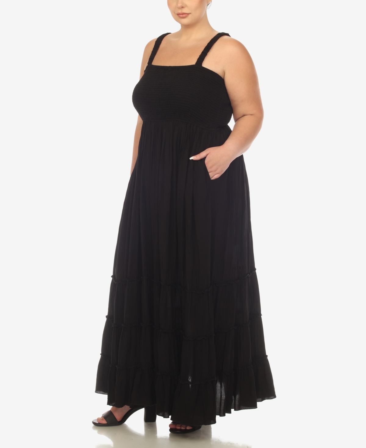 White Mark Plus Size Smocked Ruffle Maxi Dress