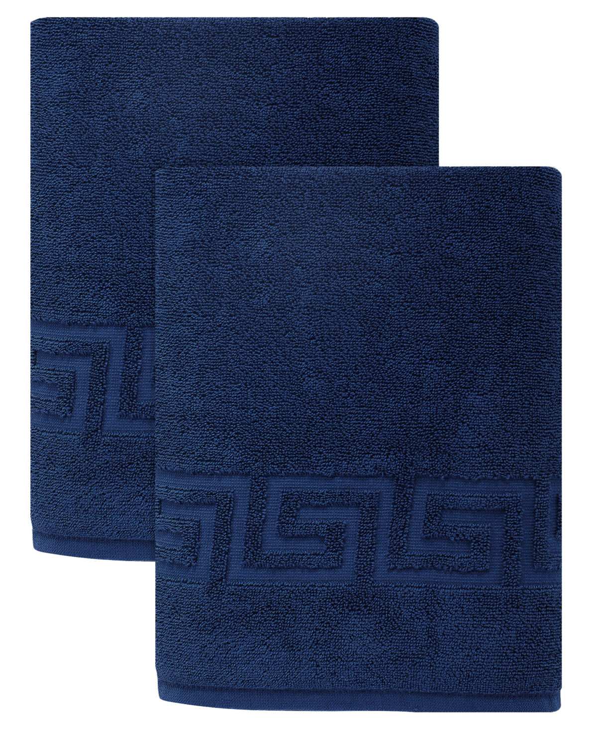 Ozan Premium Home 2pc Milos Greek Key Pattern Bath Sheet Set In Navy