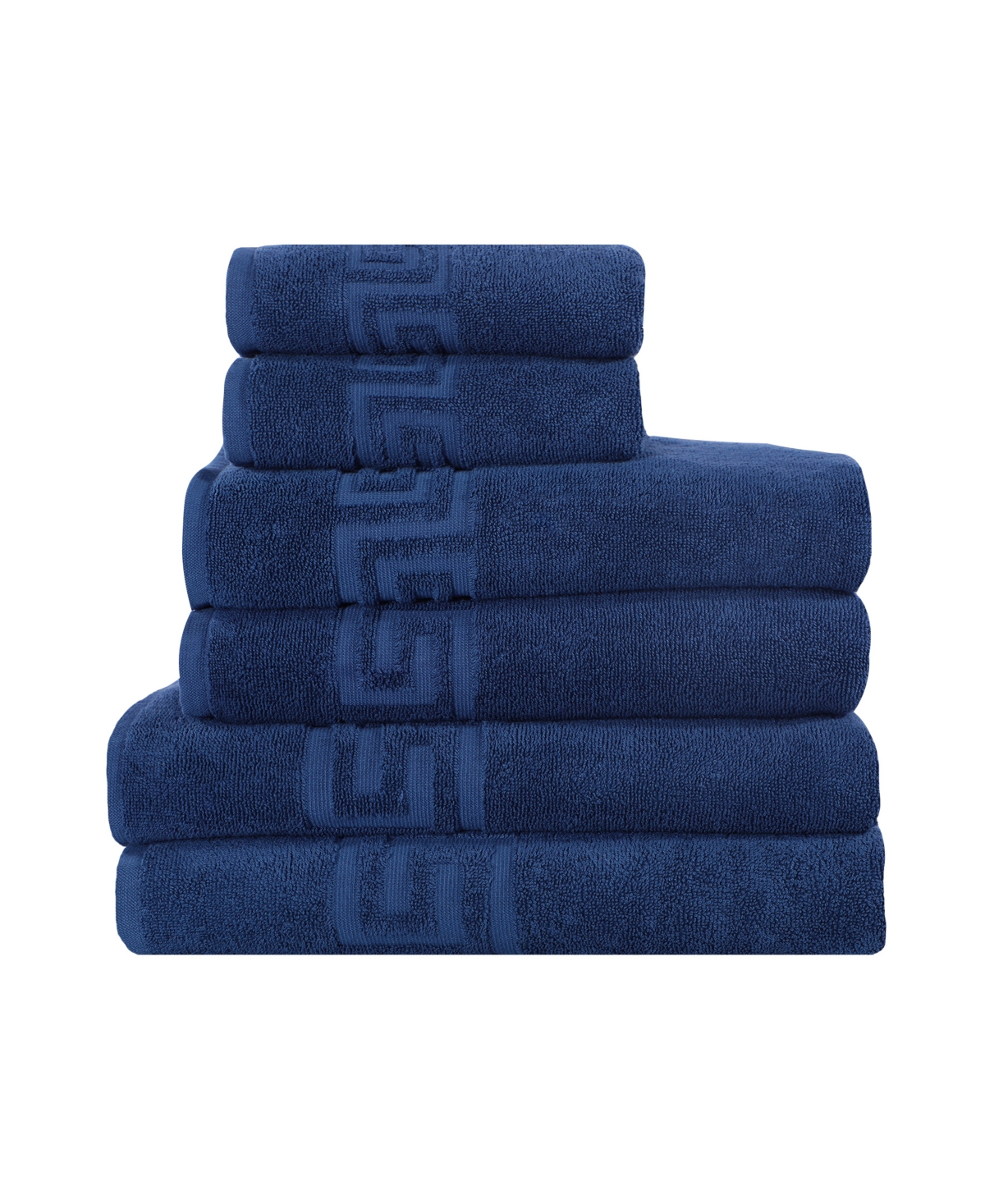 Shop Ozan Premium Home Milos Greek Key 100% Turkish Cotton 6-pc. Bath Towel Sets In Navy