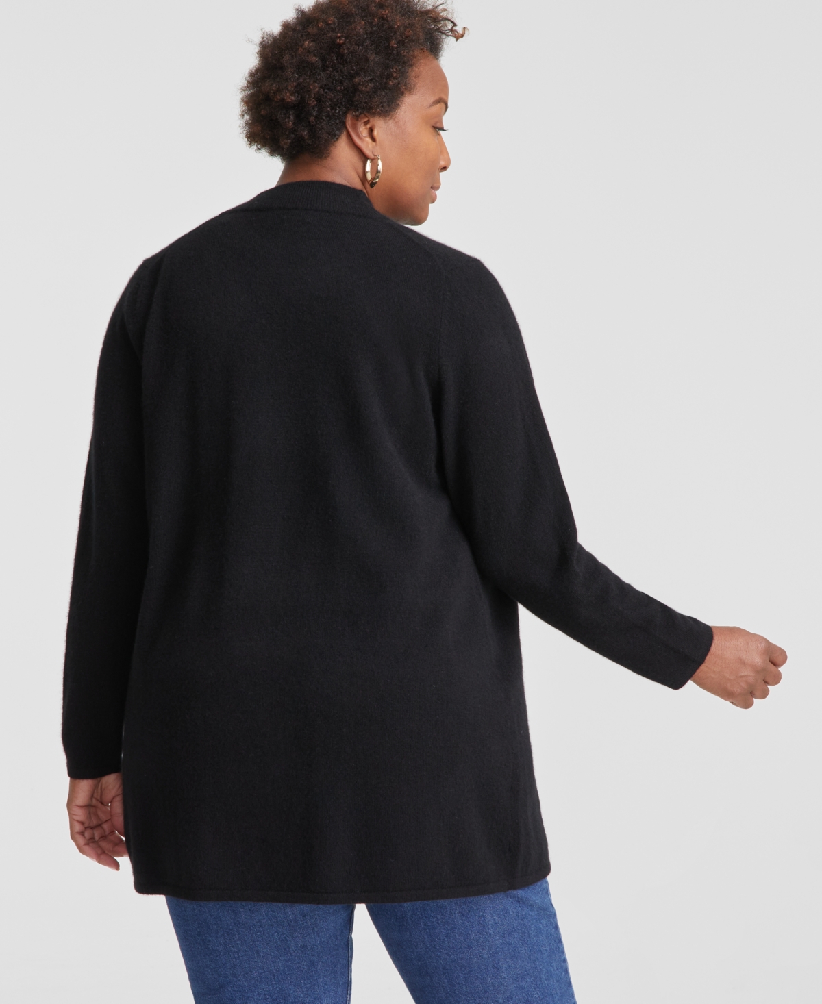 Charter Club Plus Size 100% Cashmere Duster Cardigan, Created For Macy's In Classic Black