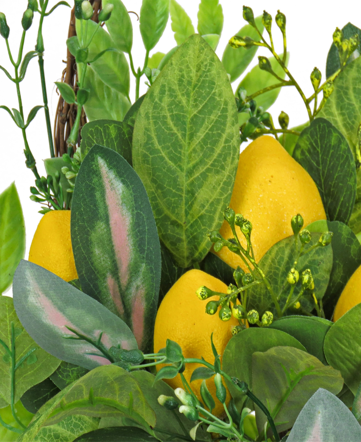 National Tree Company 21 Leafy Greens And Lemons Wall Basket In Yellow