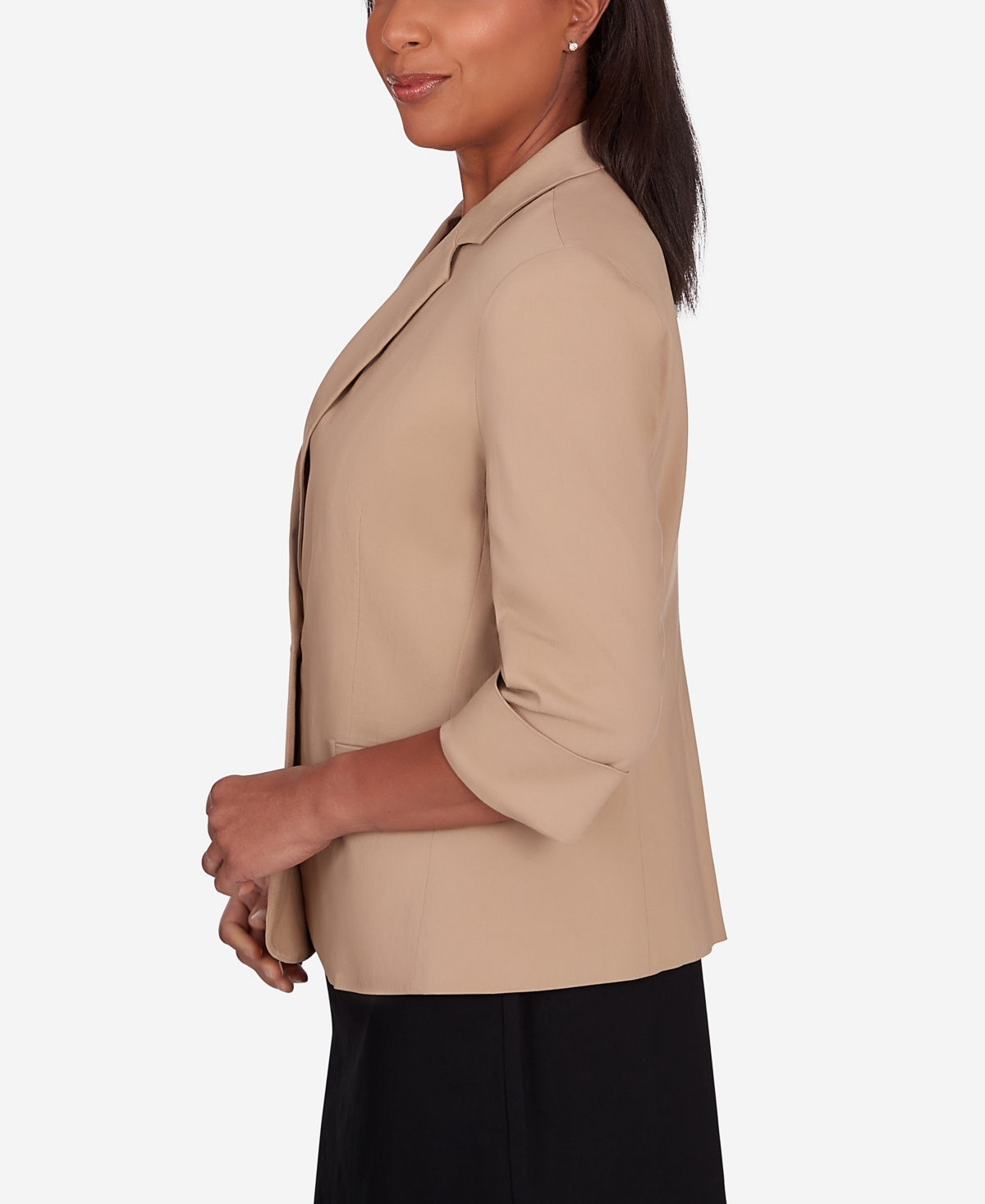 Shop Alfred Dunner Women's Featuring Long Sleeves Classic Fit Jacket In Tan