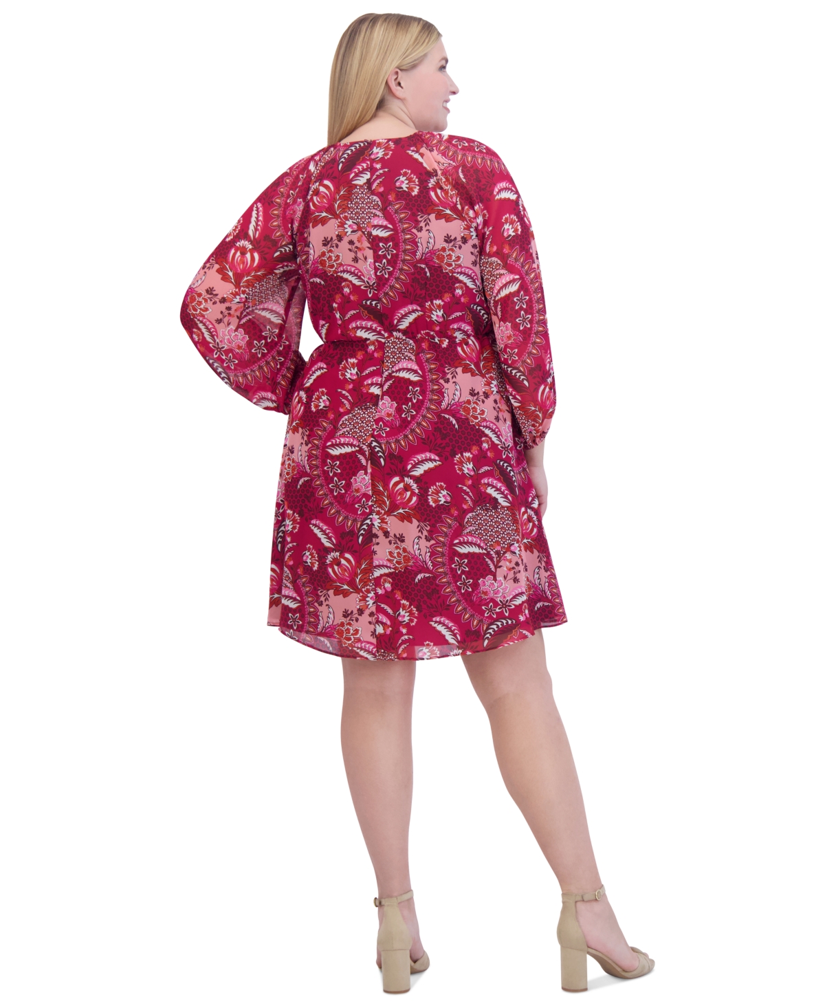 Jessica Howard Plus Size Paisley-Print Keyhole Fit & Flare Dress