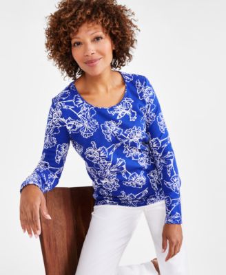 Style & Co - Women's Printed Long-Sleeve Knit Top