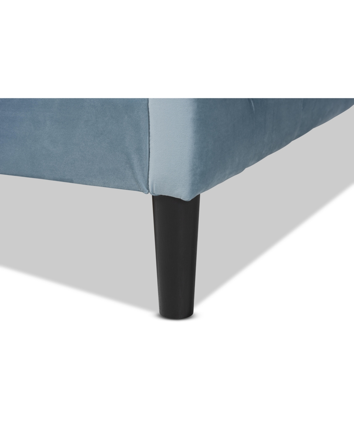 Baxton Studio Benjamin Modern And Contemporary Light Blue Velvet Fabric Upholstered And Dark Brown Finished Wood T In Light Blue,dark Brown