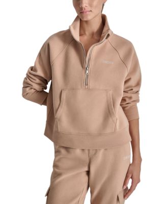 Women's Mockneck Studded-Logo Half-Zip Sweatshirt