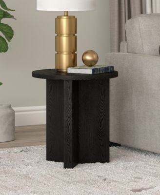 Anders 20" Wide Round Side Table in Black Grain