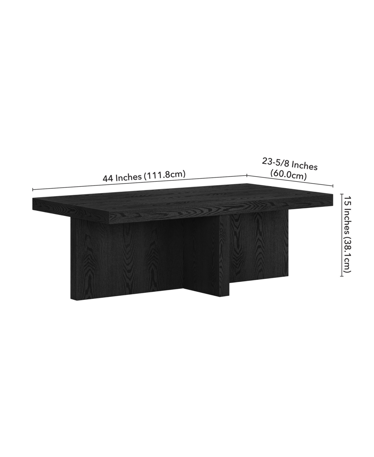 Hudson & Canal Elna 44" Wide Rectangular Coffee Table In Black Grain In Black Grain