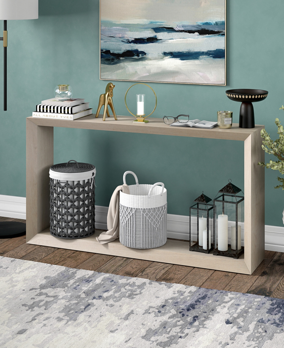 Hudson & Canal Osmond 55" Wide Rectangular Console Table In Alder White In Alder White