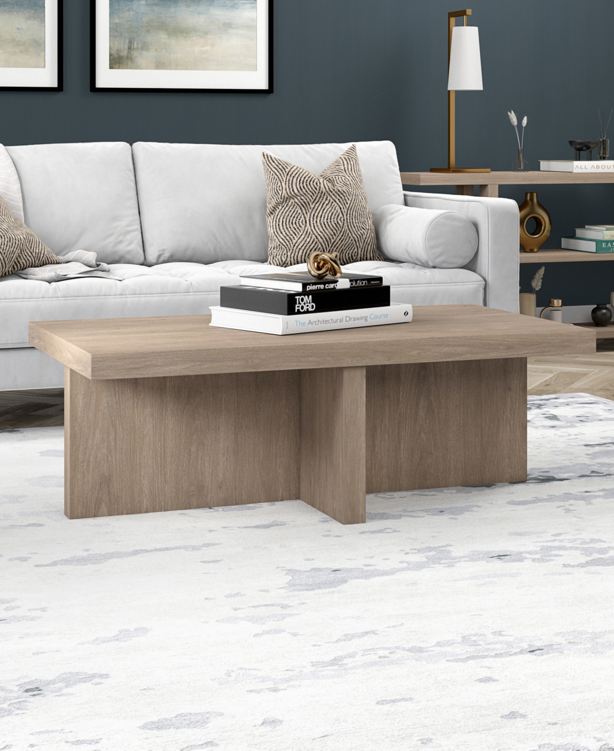 Hudson & Canal Elna 44" Wide Rectangular Coffee Table In Antiqued Gray Oak In Antiqued Gray Oak