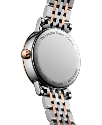 Women's Swiss Elegant Moonphase Diamond (1/20 ct. t.w.) Two-Tone Stainless Steel Bracelet Watch 30mm