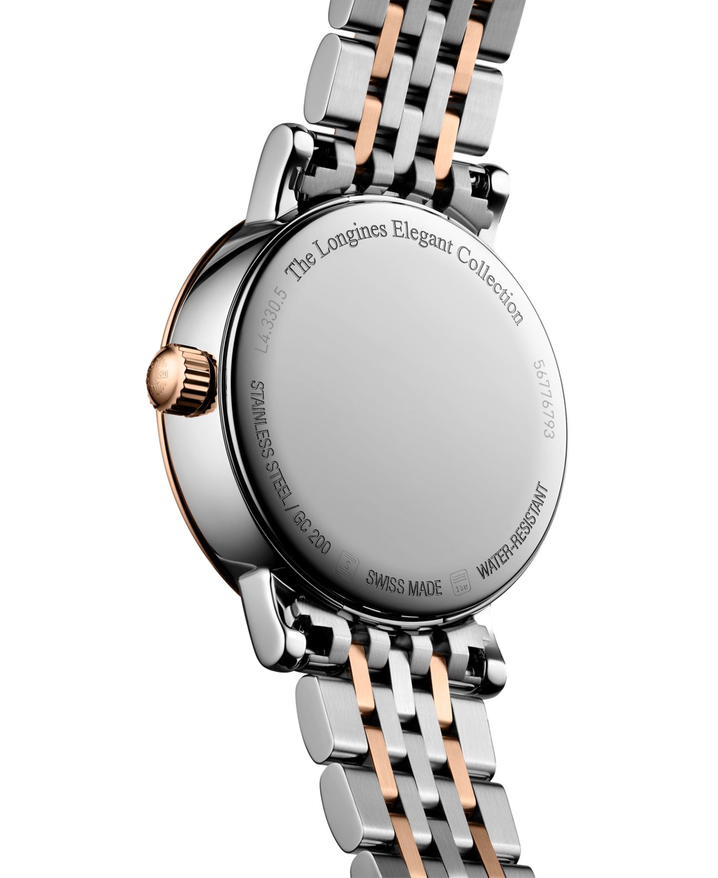 Женские часы Longines Swiss Elegant Moonphase Diamond (1/20 ct. t.w.) Two-Tone Stainless Steel Bracelet Watch 30mm — фото 3