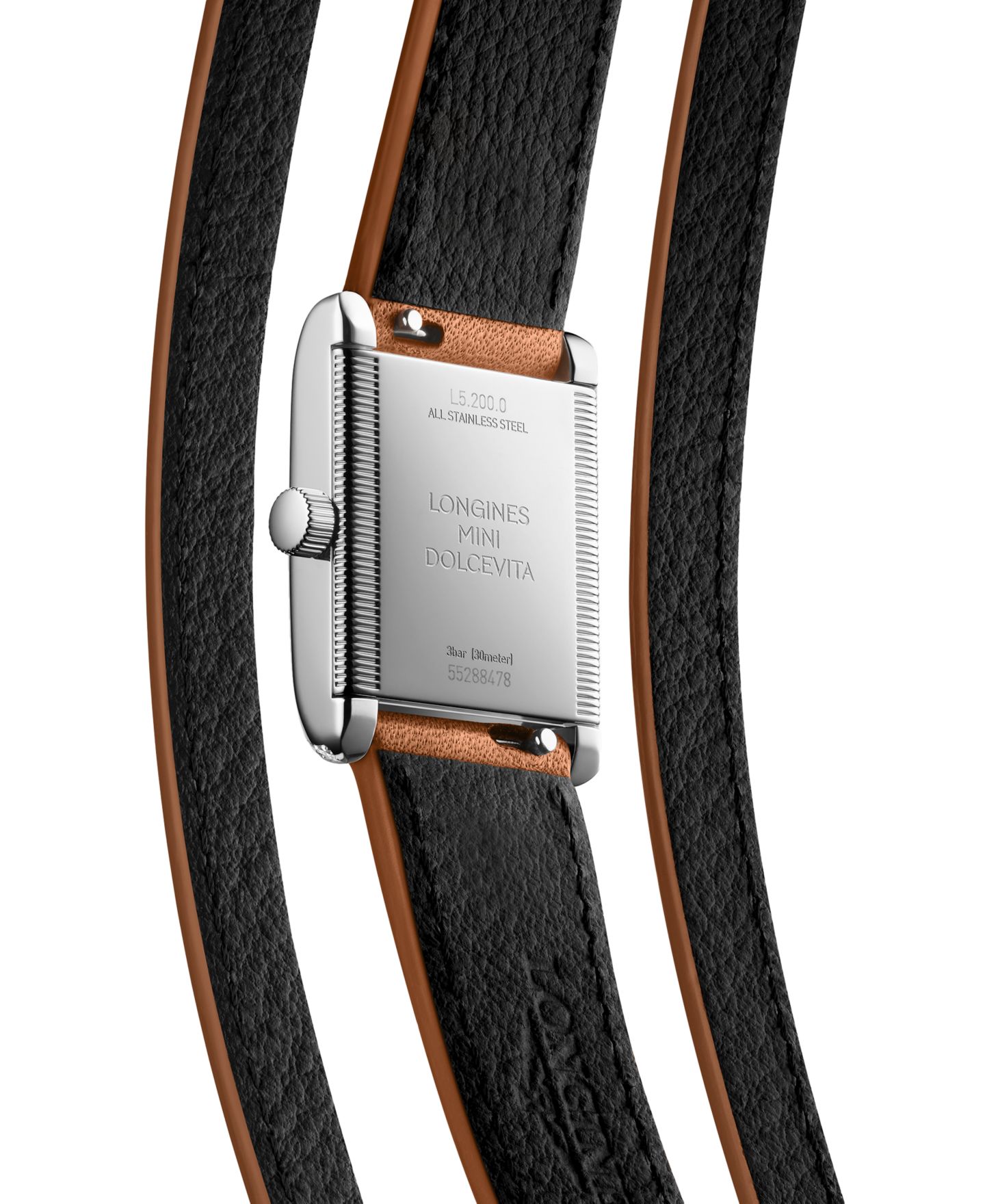 Женские часы Longines Swiss Mini Dolcevita Diamond (3/8 ct. t.w.) Brown Three-Row Leather Strap Watch 29mm — фото 3