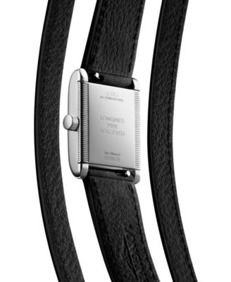 Women's Swiss Mini Dolcevita Black Three-Row Leather Strap Watch 29mm