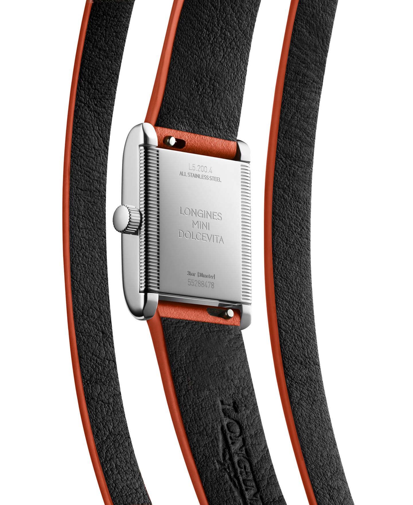 Женские часы Longines Swiss Mini Dolcevita Orange Three-Row Leather Strap Watch 29mm — фото 3