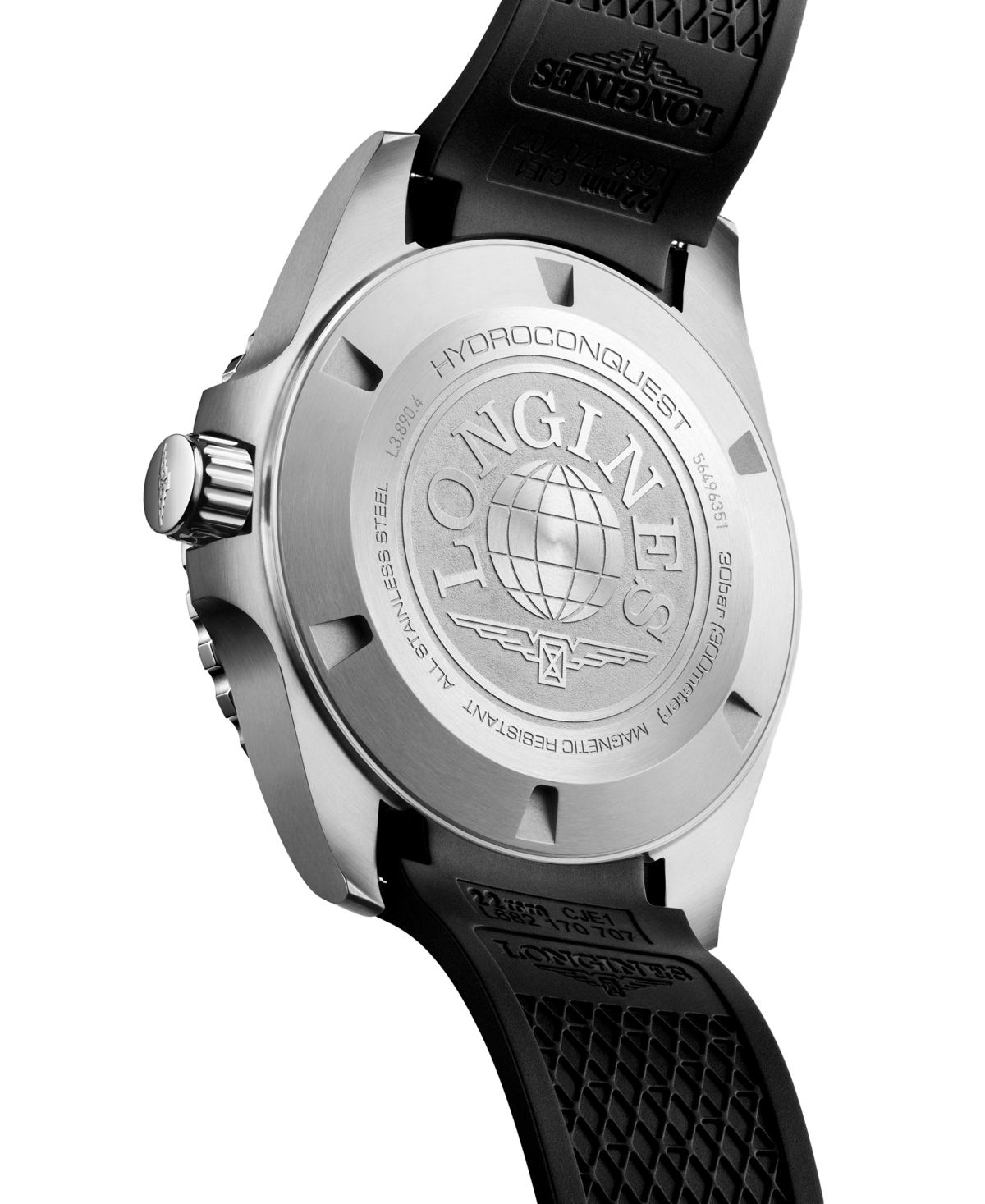 Longines Men's Swiss Automatic Hydroconquest Gmt Black Rubber Strap Watch 43mm In No Color