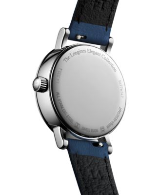 Women's Swiss Elegant Moonphase Blue Leather Strap Watch 30mm