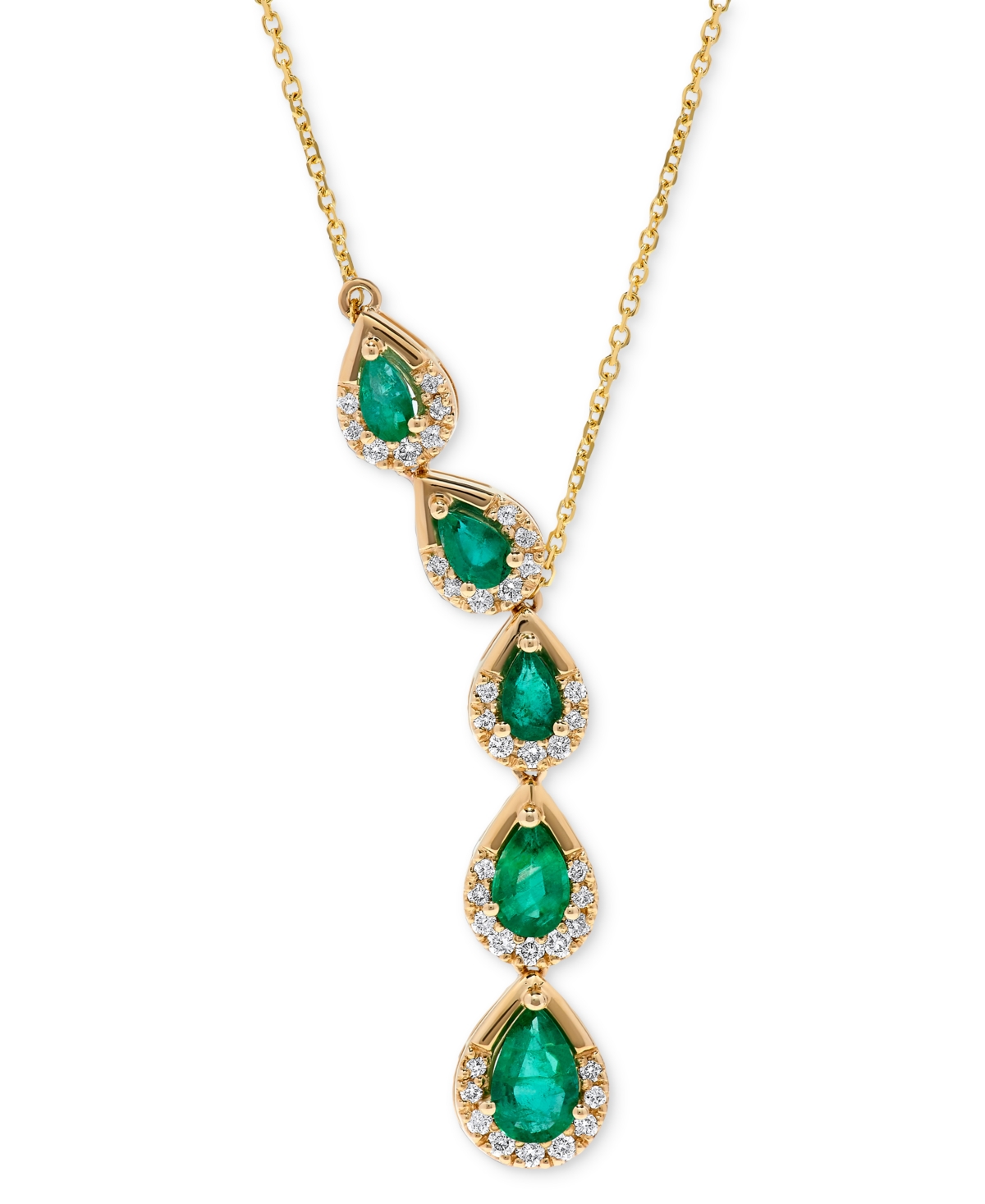 Macy's Emerald (1-5/8 Ct. T.w.) & Diamond (1/3 Ct. T.w.) 16" Lariat Necklace In 14k Gold In Emerald