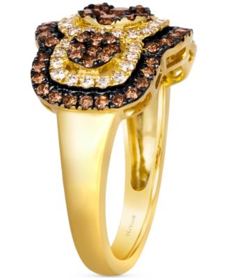 Nude Diamond & Chocolate Diamond Halo Cluster Ring (1-1/4 ct. t.w.) in 14k Gold