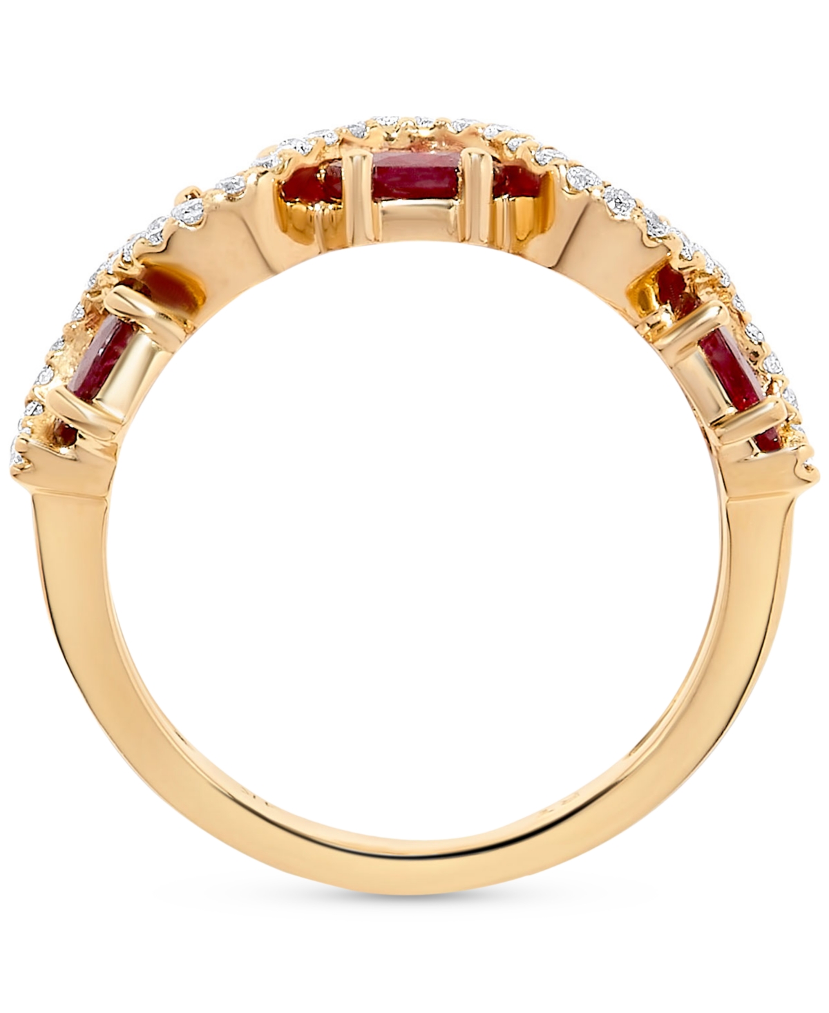 (2-1/2 ct. t.w.) & Diamond (1/5 ct. t.w.) Wavy Ring in 14k Gold - Ruby
