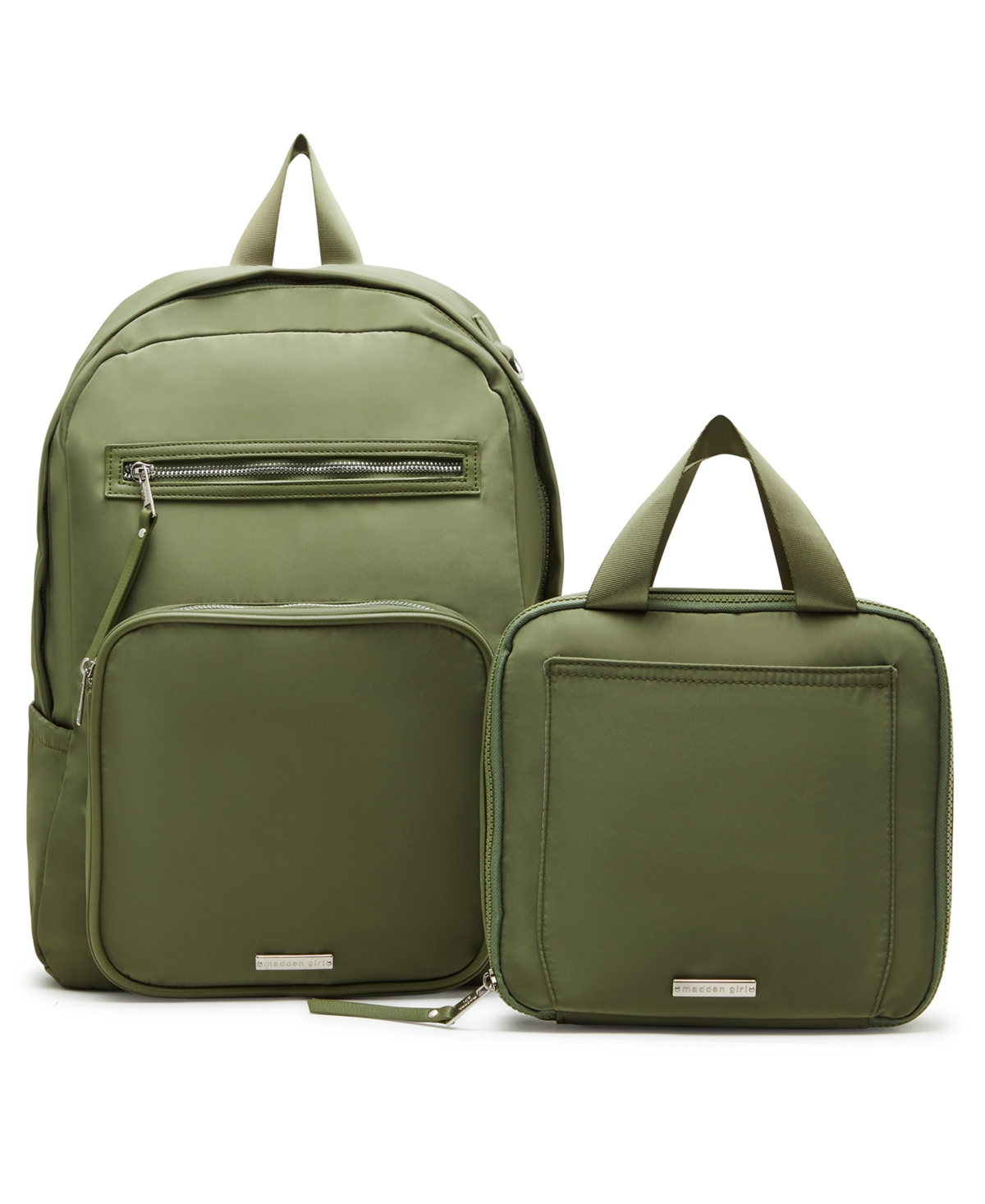 Matty Nylon Square Backpack with Lunchbox - Olive