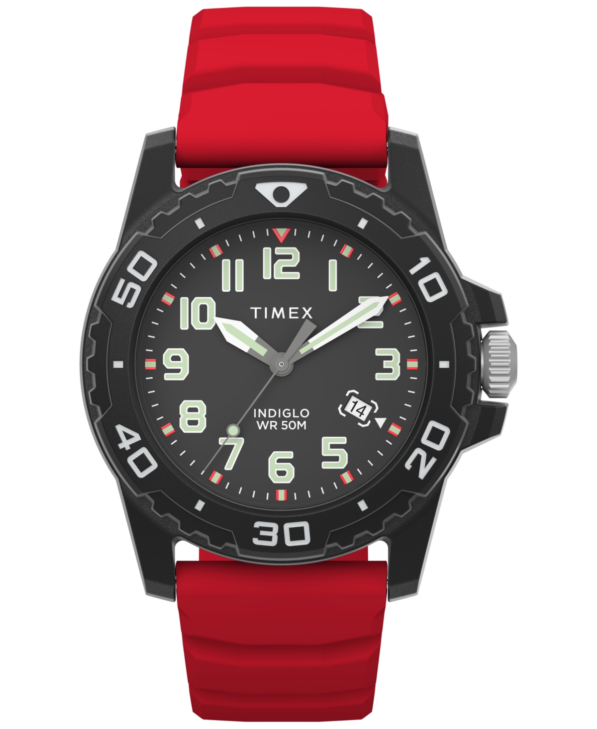 Shop Timex Men's Main Street Quartz Red Silicone Strap 42mm Round Watch