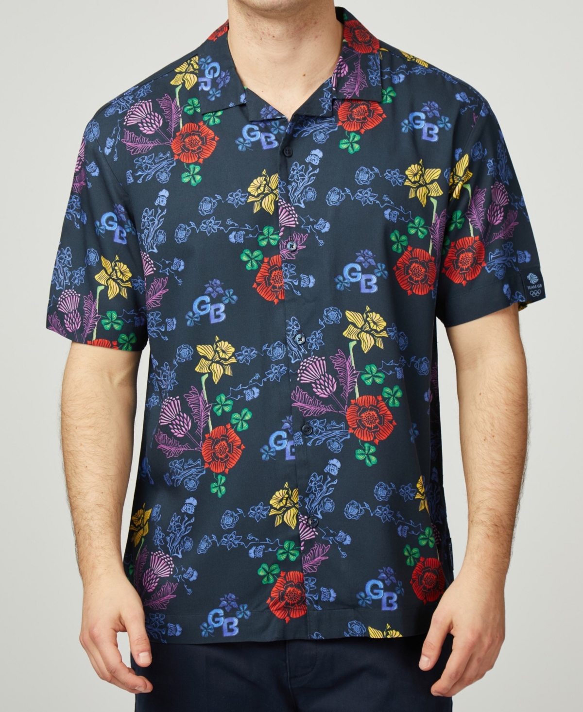 Men's Team Gb Floral Shirt - Dark Navy