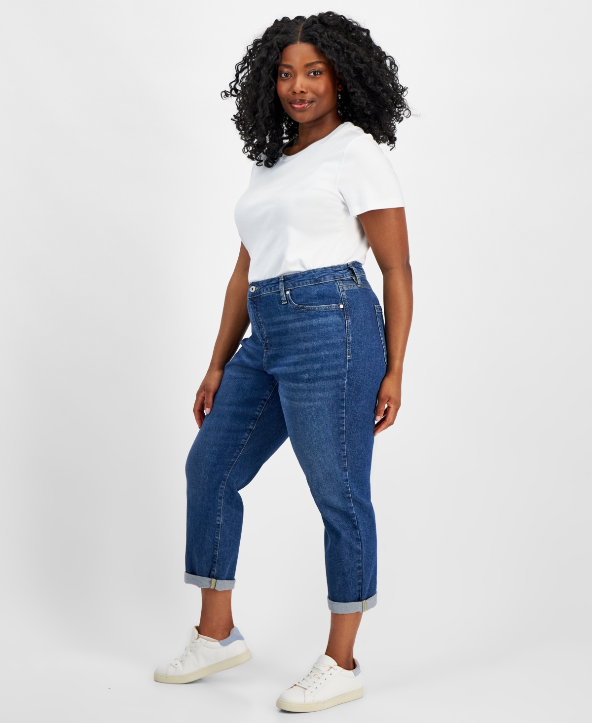 Style & Co Plus Size Mid-Rise Girlfriend Jeans, Created for Macy's