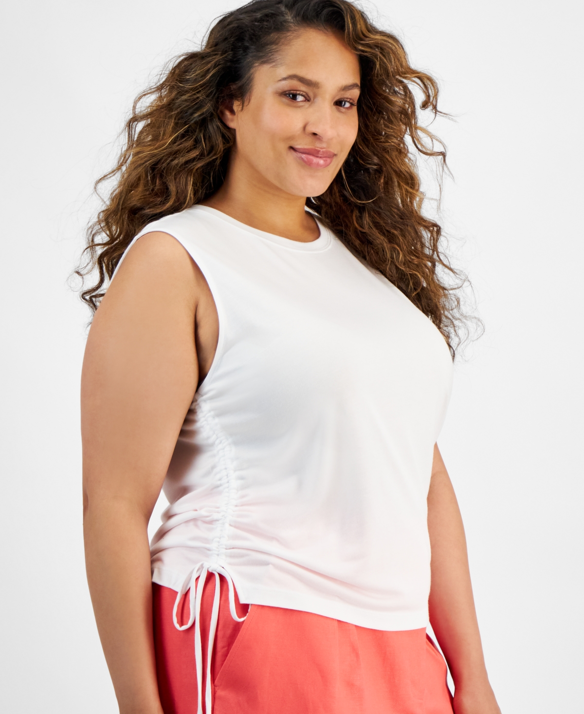On 34th Trendy Plus Size Cinched Muscle Tee, Created for Macy's