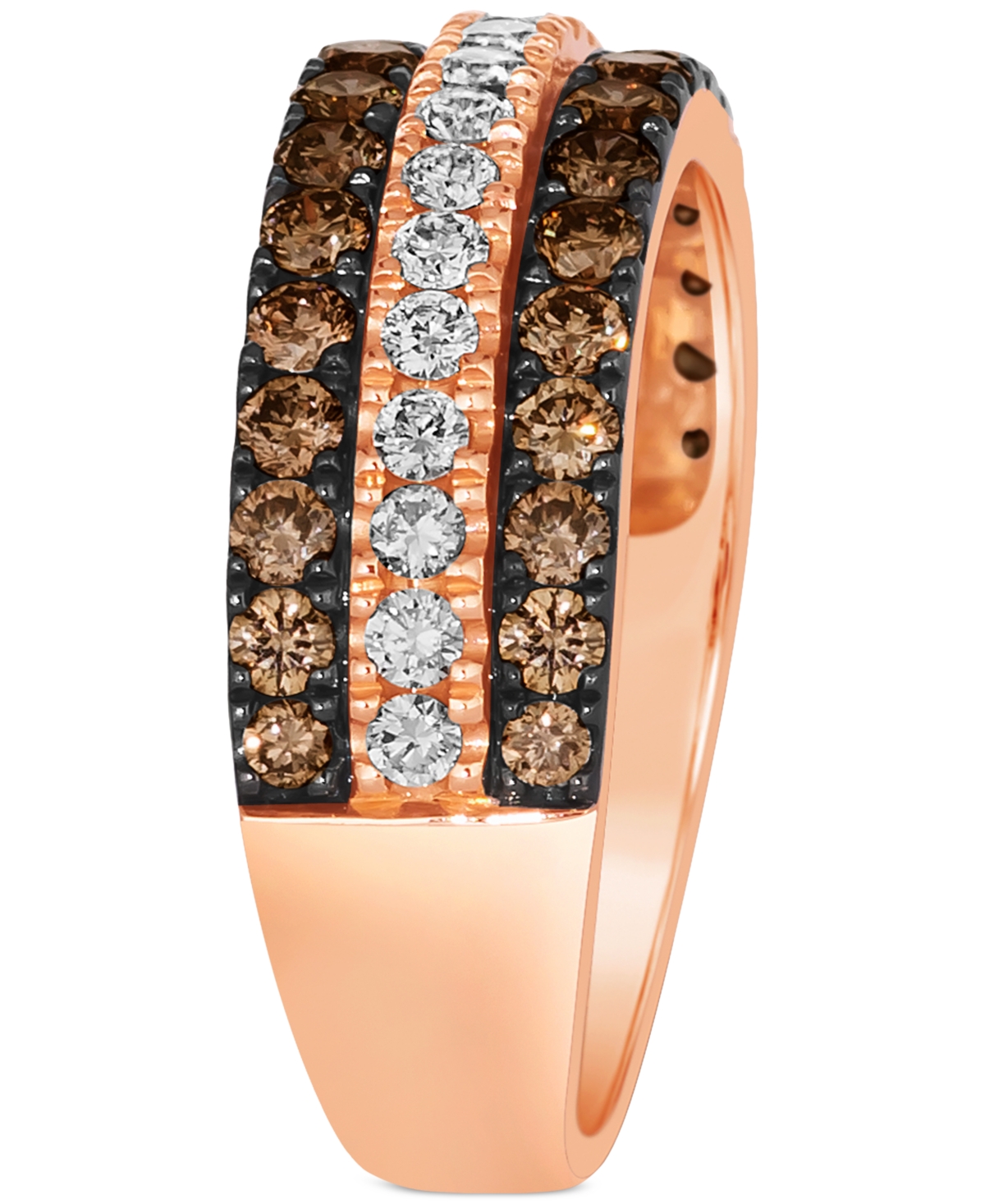 Le Vian Chocolate Diamond & Nude Diamond Triple Row Band (1-1/3 ct. t.w.) in 14k Rose Gold