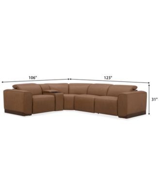 Lovro 5-Pc. Leather Sectional with 2 Power Motion Chairs & 1 Console, Created for Macy's