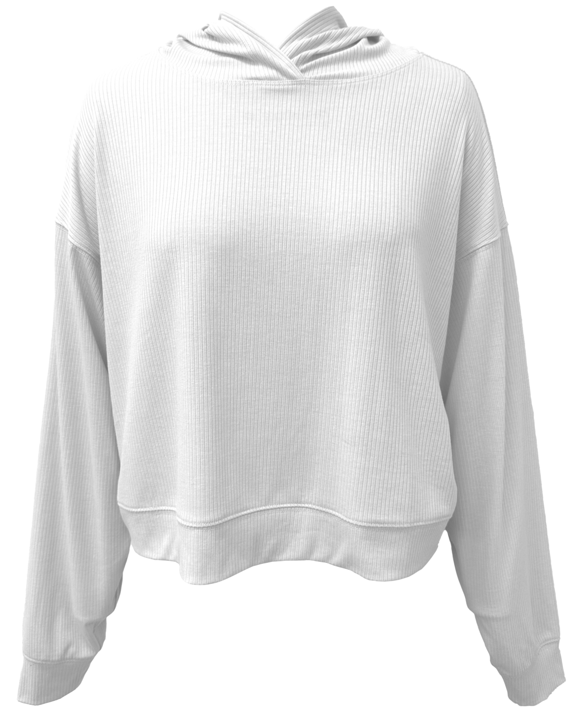 Women's Ribbed Drop-Shoulder Hoodie, Created for Macy's - Winter Whi