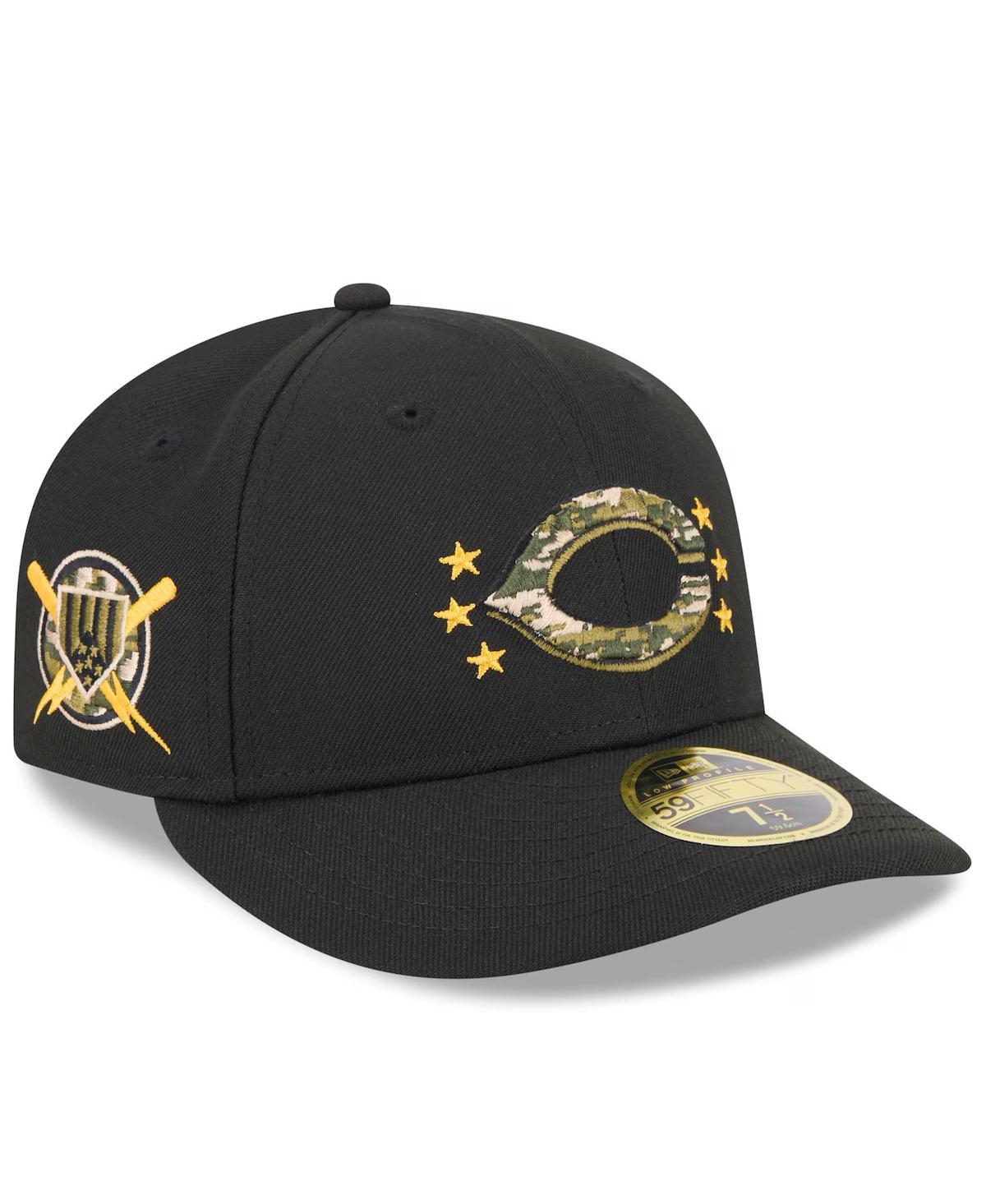 NEW ERA MEN'S BLACK CINCINNATI REDS 2024 ARMED FORCES DAY LOW PROFILE 59FIFTY FITTED HAT 