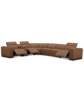 Lovro 7-Pc. Leather Sectional with 3 Power Motion Chairs & 1 Console, Created for Macy's