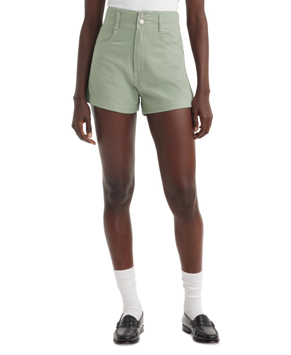 Levi's Women's Cotton High-rise Double Button Mom Shorts In Lily Pad