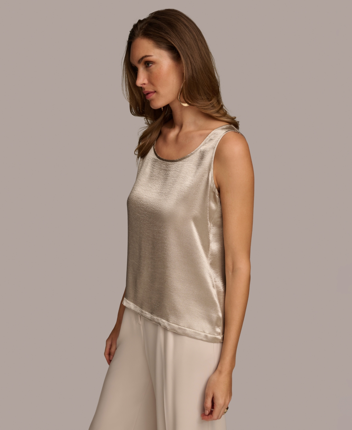 Donna Karan Women's Satin Scoop-Neck Tank