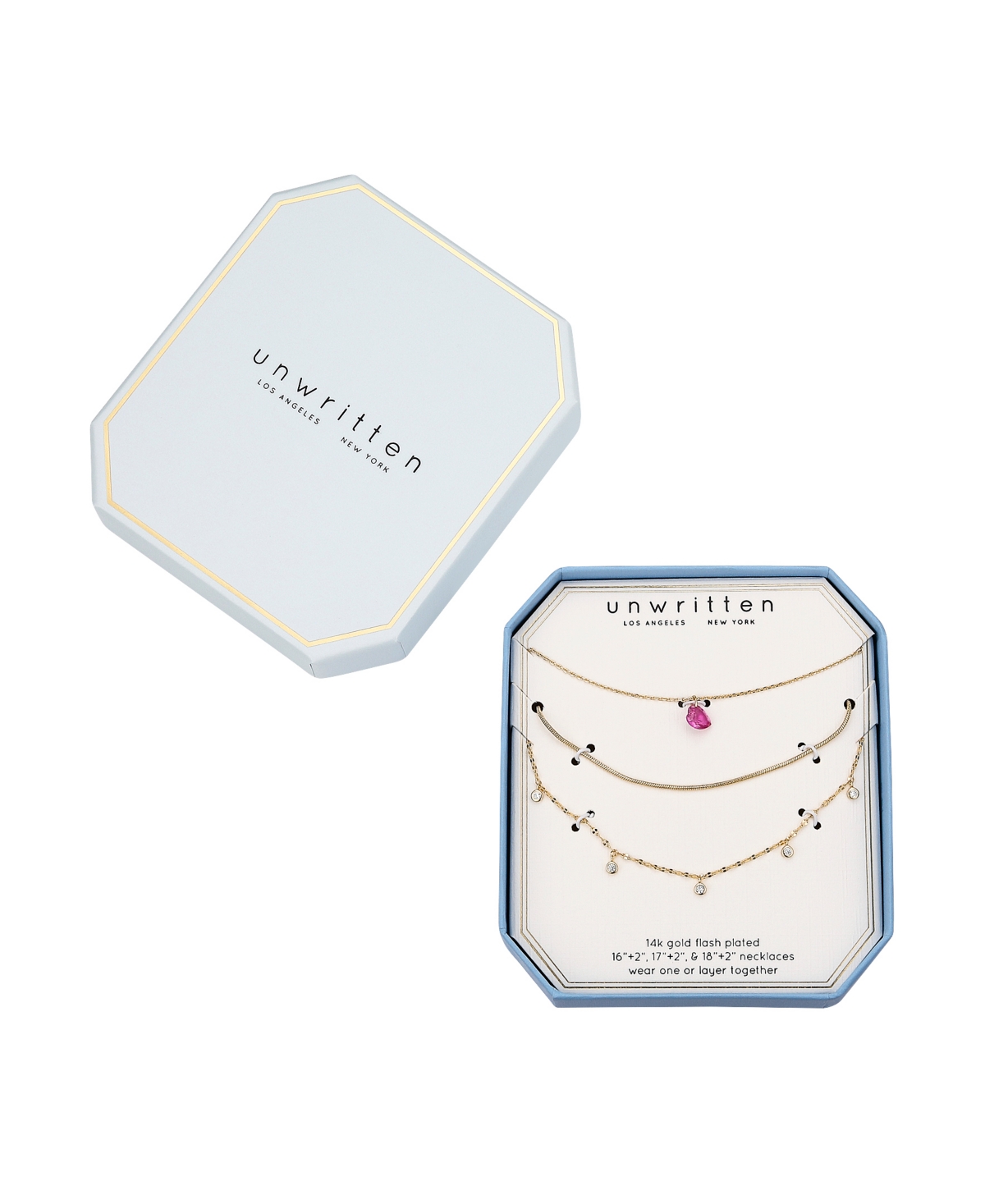 Shop Unwritten Cubic Zirconia Bezel Ruby Heart Layered Necklace Set In Gold