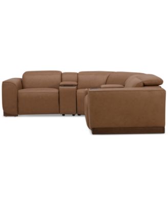 Lovro 5-Pc. Leather Sofa with 2 Power Motion Chairs & 2 Consoles, Created for Macy's