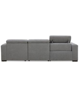 Nevio 3-Pc. Fabric Power Headrest Sectional and Chaise with 1 Power Motion Chair