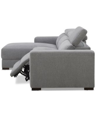 Nevio 3-Pc. Fabric Power Headrest Sectional and Chaise with 1 Power Motion Chair