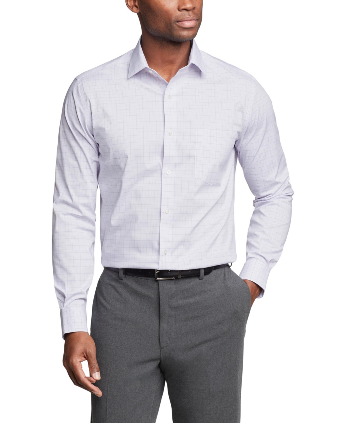 Men's Regular Fit Ultra Wrinkle Resistant Flex Collar Dress Shirt - Purple Rose