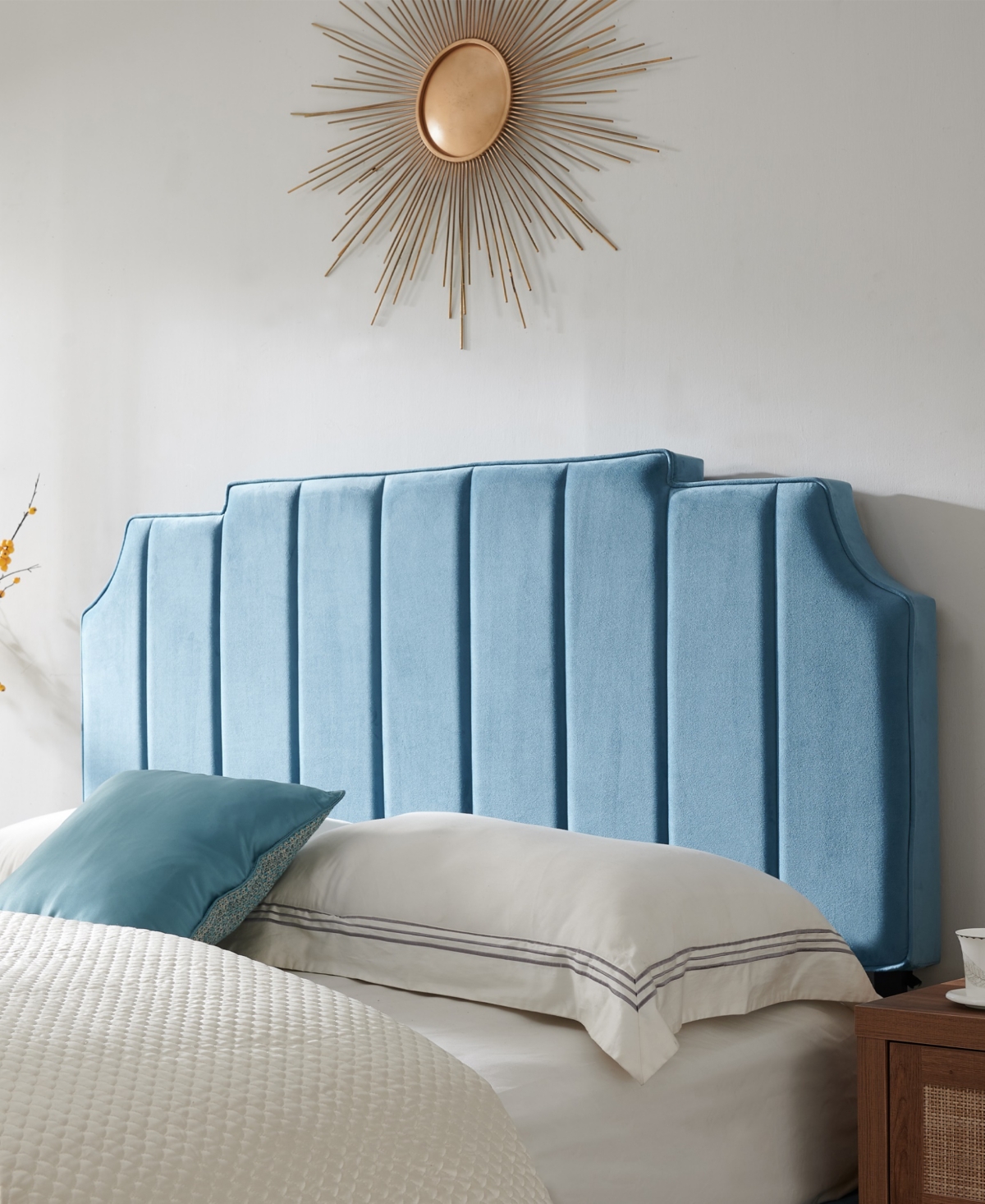 Gold Sparrow Diana 56" Fabric Upholstered Channel Tufted With Adjustable Headboard Heights Full Bed, Created For In Opal
