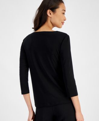 Women's 3/4 Sleeve Knot Front Jersey Top